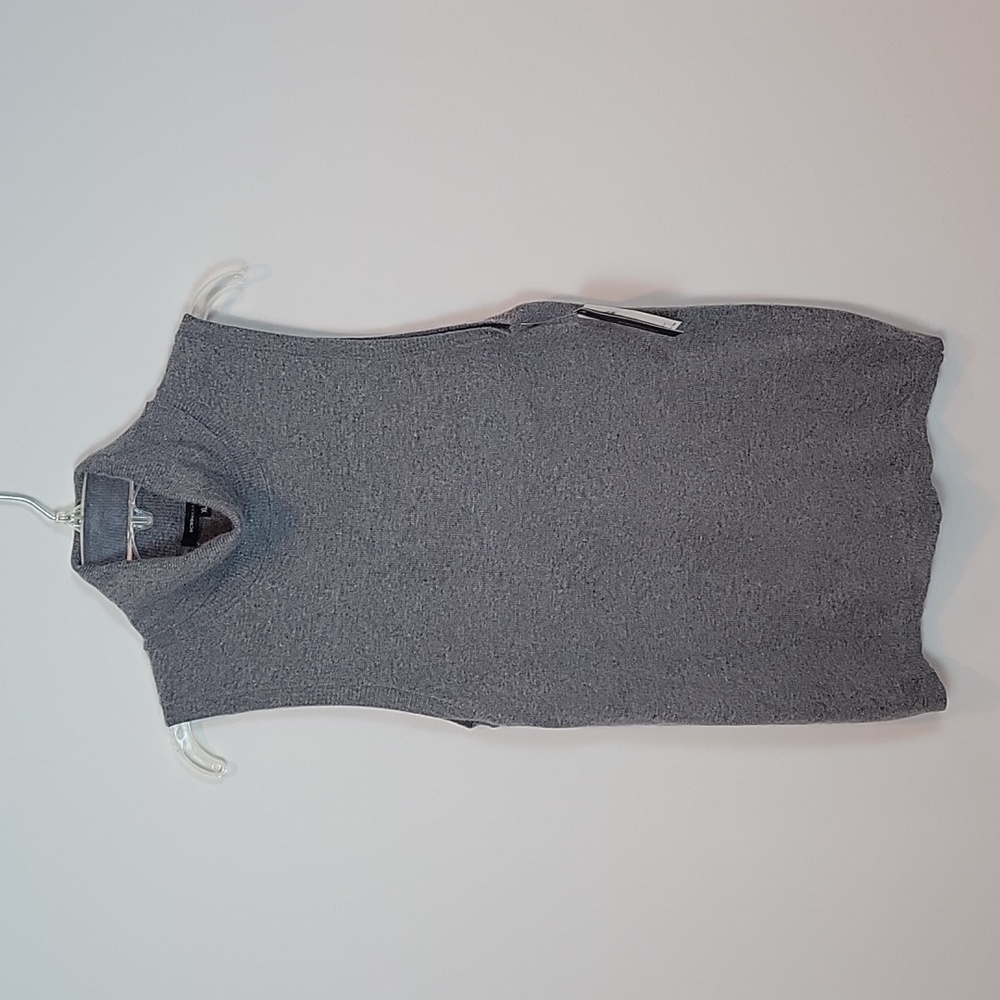 BCBGMaxAzria Ash Grey Wool Blend Sleeveless Turtleneck Women‎ Size XL Top